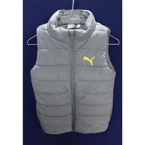 PUMA Youth Boy’s Light Blue & Yellow Full Zip Puffer Vest ~ Size Medium